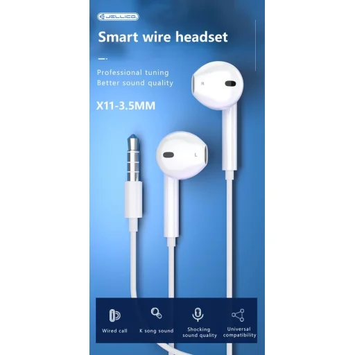 JELLICO vezetékes fülhallgató EP2A JACK 3.5MM mikrofonnal 1.2M Fehér - 4