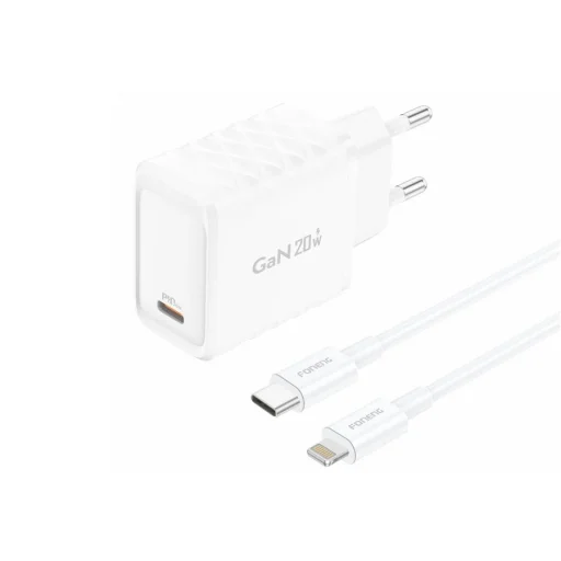 FONENG fali töltő EU55 GaN PD 20W 1xUSB-C + kábel USB-C - Lightning Fehér - 2