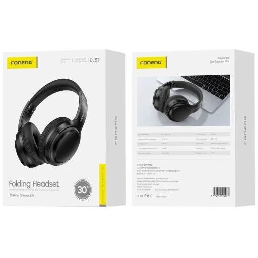 FONENG vezeték nélküli fejhallgató BL53 Fekete - 1