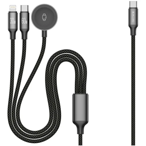 JELLICO kábel B25 3 az 1-ben (Apple Watch) 3.1A 1.2M Fekete - 1