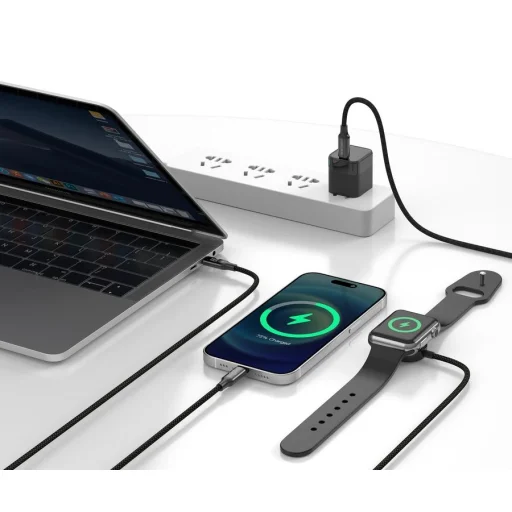 JELLICO kábel B25 3 az 1-ben (Apple Watch) 3.1A 1.2M Fekete - 3