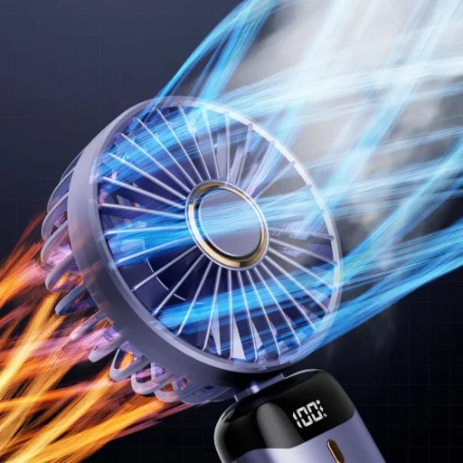 Techsuit - Kézi Ventilátor (N15) - Összecsukható Kialakítás, Digitális Kijelző, Ultra Csendes, 1800mAh - Fehér - 6