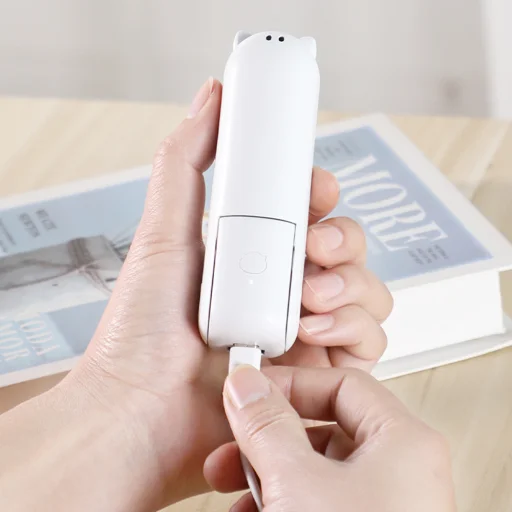 Techsuit - Mini Hordozható Kézi Ventilátor (HZ001) - 2000mAh, USB-ről újratölthető, 3 sebességi fokozatban állítható - Fehér - 5