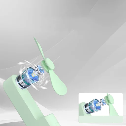 Techsuit - Mini Hordozható Kézi Ventilátor (HZ001) - 2000mAh, USB-ről újratölthető, 3 sebességi fokozatban állítható - Fehér - 6