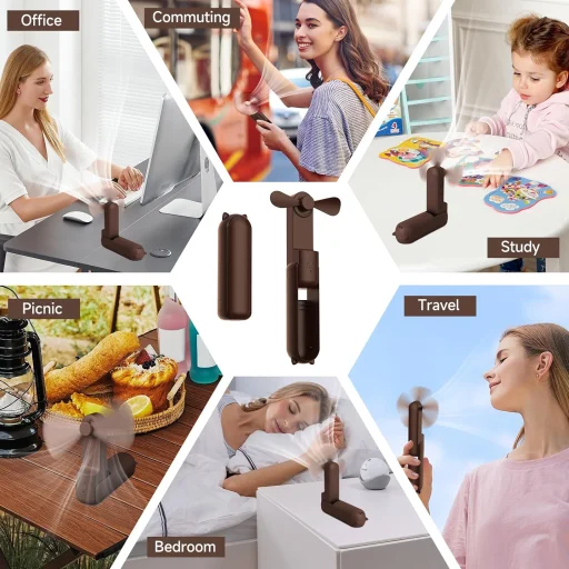 Techsuit - Mini Hordozható Kézi Ventilátor (HZ001) - 2000mAh, USB-ről újratölthető, 3 sebességi fokozatban állítható - Fehér - 7