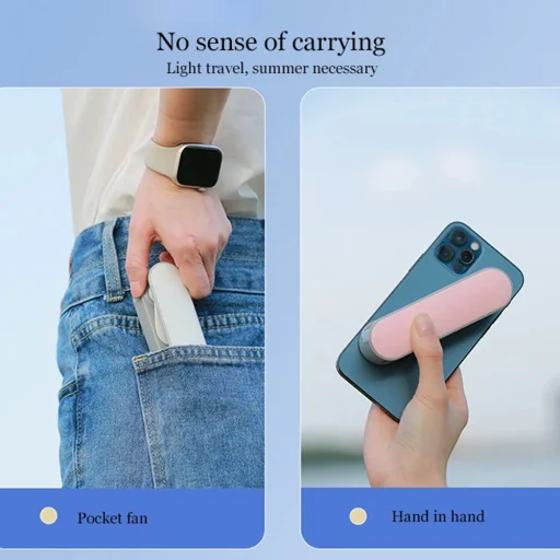 Techsuit - Kézi Ventilátor (TF1) - Hordozható, Zsebre tehető, Állítható, Újratölthető, Halk, 1200mAh - Fehér - 7