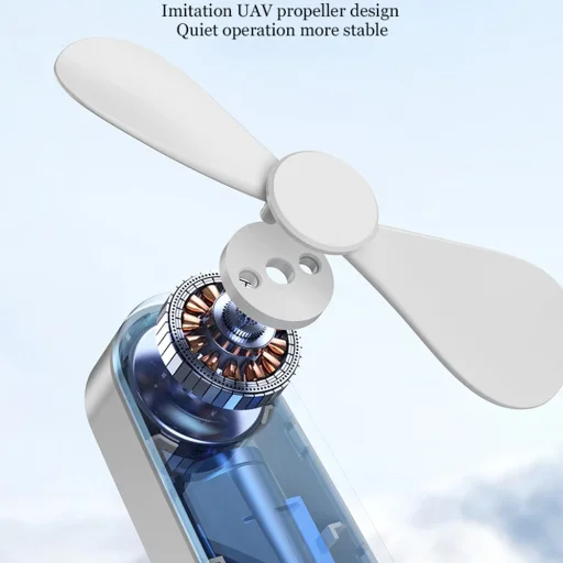 Techsuit - Kézi Ventilátor (TF1) - Hordozható, Zsebre tehető, Állítható, Újratölthető, Halk, 1200mAh - Fehér - 11