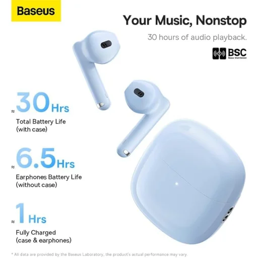 Baseus - Vezeték nélküli fülhallgató Bowie WX5 (A00051000313-00) - TWS Bluetooth 5.3-mal - Kék - 6