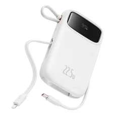 Baseus - Power Bank Qpow Pro+ (P10055003223-00) - Lightning, 2x Type-C, USB, 22,5W, 10000mAh, Type-C kábel, 30cm - Fehér