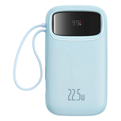 Baseus - Qpow Pro+ Power Bank (P10055003313-00) - Lightning, 2x Type-C, USB, 22,5W, 10000mAh, Type-C kábel, 30 cm - Kék - 2