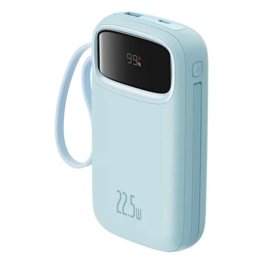 Baseus - Qpow Pro+ Power Bank (P10055003313-00) - Lightning, 2x Type-C, USB, 22,5W, 10000mAh, Type-C kábel, 30 cm - Kék - 4