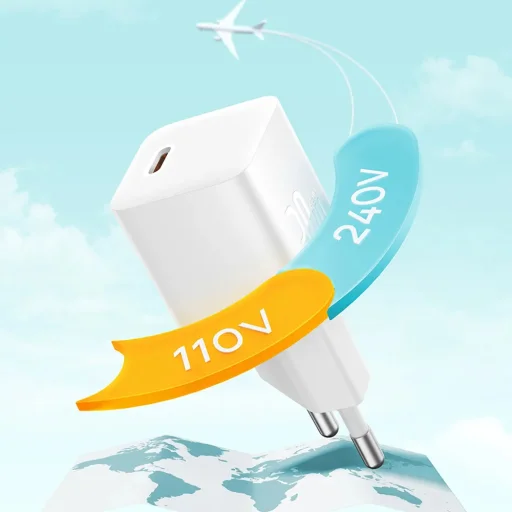 Baseus - Fali Töltő (P10110902113-00) - GaN, Type-C, Gyors Töltés, 30W, Type-C Kábellel, 100W, 1m - Fürt Fekete - 3