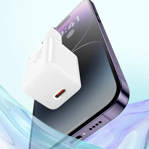 Baseus - Fali Töltő (P10110902113-00) - GaN, Type-C, Gyors Töltés, 30W, Type-C Kábellel, 100W, 1m - Fürt Fekete - 5