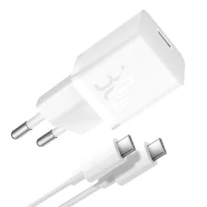 Baseus - Fali Töltő (P10110902213-00) - GaN, Type-C, Gyors Töltés, 30W, Type-C Kábellel, 100W, 1m - Hold Fehér