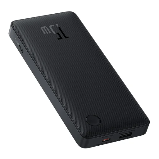 Baseus - Power Bank Airpow Lite (P10067500123-00) - USB, Type-C, 15W, 10000mAh, Type-C kábellel, 30 cm - Kozmikus fekete - 2