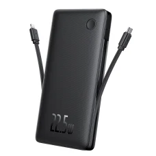 Baseus - Airpow Air Lite Power Bank (P10067501123-00) - USB, Type-C, Kettős kábel USB-C, Lightning, 22,5W, 10000mAh - Fekete