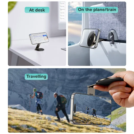 Baseus - PrimeTrip VX1 sokoldalú autós tartó (C4016900C123-00) - utazáshoz, mágneses, ultravékony, összecsukható - fekete - 7