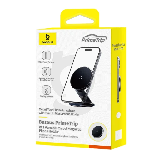 Baseus - PrimeTrip VX1 sokoldalú autós tartó (C4016900C123-00) - utazáshoz, mágneses, ultravékony, összecsukható - fekete - 9