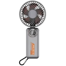 Techsuit - Prémium Mini Kézi Ventilátor (Z8) - LED Digitális Kijelzővel, USB-C Újratölthető, 3 Szélsebesség, 2A, 3600mAh - Fehér