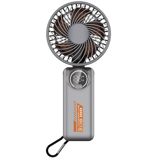 Techsuit - Prémium Mini Kézi Ventilátor (Z8) - LED Digitális Kijelzővel, USB-C Újratölthető, 3 Szélsebesség, 2A, 3600mAh - Fehér - 1