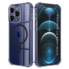 Techsuit - Ütésálló Átlátszó Szilikon MagSafe - iPhone 12 Pro Max - Füst Fekete tok