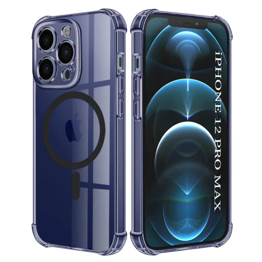 Techsuit - Ütésálló Átlátszó Szilikon MagSafe - iPhone 12 Pro Max - Füst Fekete tok - 1