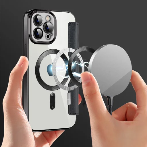 Techsuit - SmartMag könyv tok - iPhone 12 Pro Max - Fekete - 6