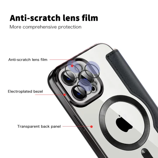 Techsuit - SmartMag könyv tok - iPhone 12 Pro Max - Fekete - 3