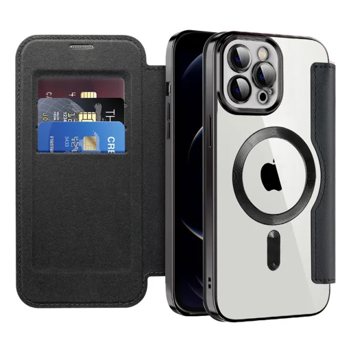 Techsuit - SmartMag könyv tok - iPhone 12 Pro Max - Fekete - 1