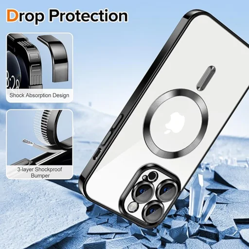 Techsuit - Luxus Kristály MagSafe - iPhone 12 Pro Max - Fekete tok - 3