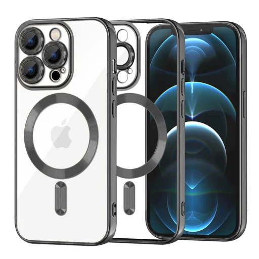 Techsuit - Luxus Kristály MagSafe - iPhone 12 Pro Max - Fekete tok - 1