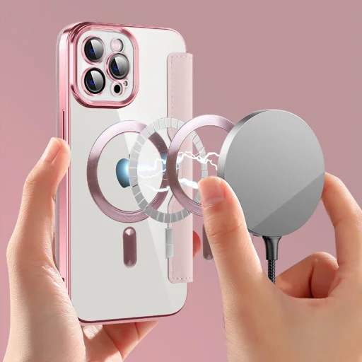 Techsuit - SmartMag Könyv Tok - iPhone 12 Pro Max - Rózsaszín tok - 6