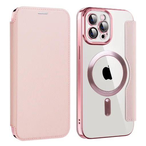 Techsuit - SmartMag Könyv Tok - iPhone 12 Pro Max - Rózsaszín tok - 2