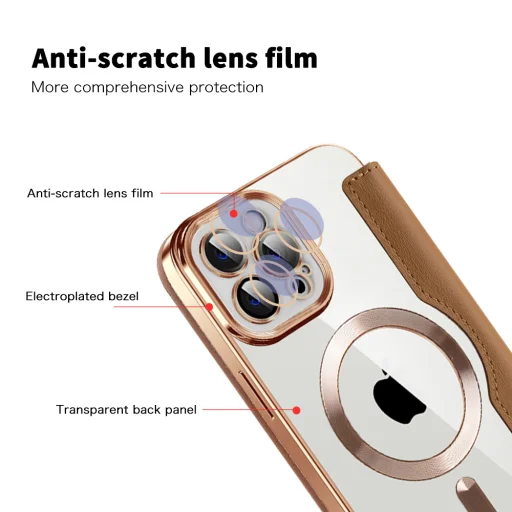 Techsuit - SmartMag Könyv Tok - iPhone 12 Pro Max - Barna tok - 3