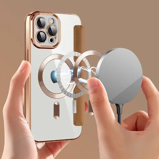 Techsuit - SmartMag Könyv Tok - iPhone 12 Pro Max - Barna tok - 6