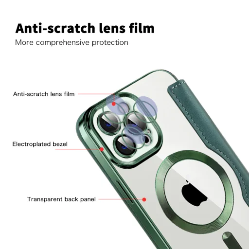 Techsuit - SmartMag Könyv Tok - iPhone 12 Pro Max - Zöld tok - 3