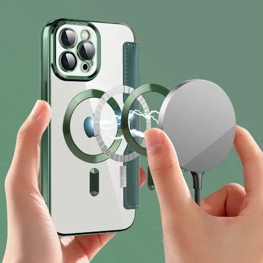 Techsuit - SmartMag Könyv Tok - iPhone 12 Pro Max - Zöld tok - 6