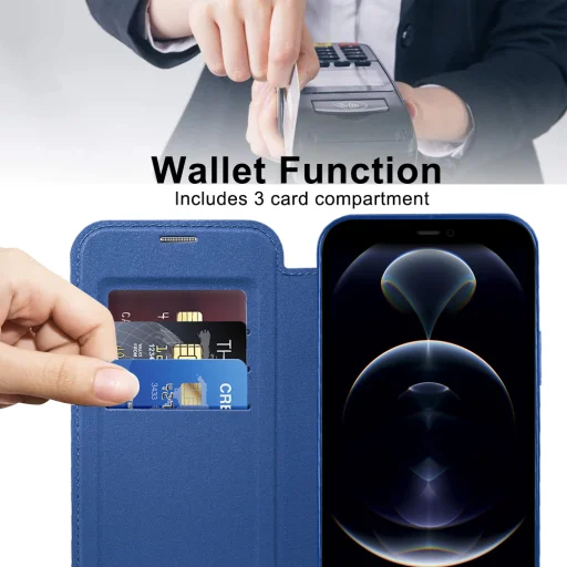 Techsuit - SmartMag könyv tok - iPhone 12 Pro Max - Kék - 5