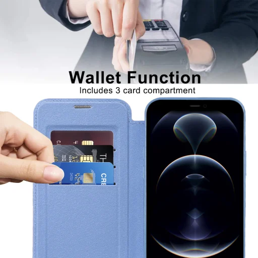 Techsuit - SmartMag könyvtok - iPhone 12 Pro Max - Világoskék tok - 5