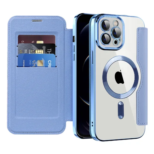 Techsuit - SmartMag könyvtok - iPhone 12 Pro Max - Világoskék tok - 1