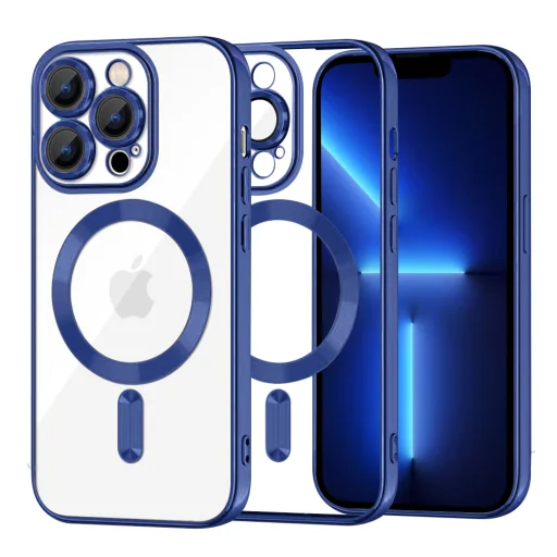  iPhone 13 Pro Max Mélykék Techsuit Luxus Kristály MagSafe tok - 1