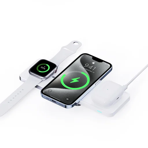 Duzzona - Töltőállomás 3 az 1-ben (W19) - iPhone-hoz, AirPods-hoz és Apple Watch-hoz, 15W - Fehér - 1