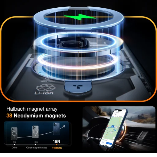 Torras - Ostand Sorozat - iPhone 15 Pro Max - Tengerészkék tok - 4