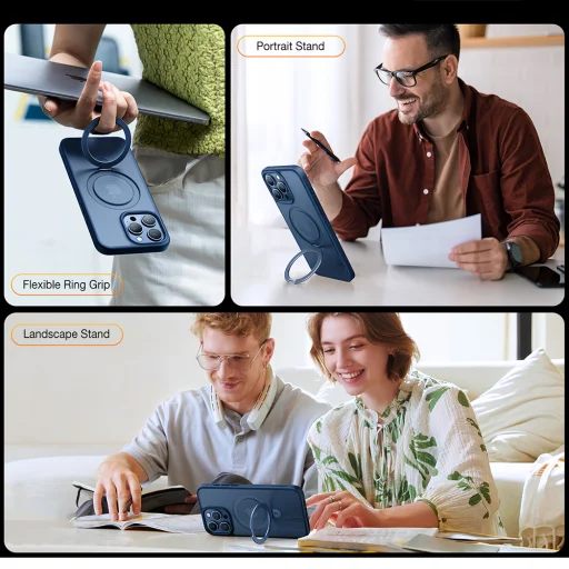 Torras - Ostand Sorozat - iPhone 15 Pro Max - Tengerészkék tok - 5