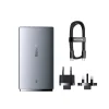 Baseus - Fali Töltő (CCGP150113) - GaN5 Pro Lapos Kialakítás, USB, Type-C, UE és UK Csatlakozóval, Type-C Kábel - Szürke thumbnail