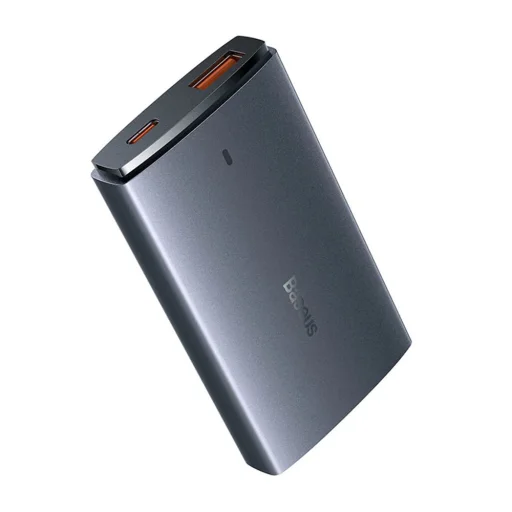 Baseus - Fali Töltő (CCGP150113) - GaN5 Pro Lapos Kialakítás, USB, Type-C, UE és UK Csatlakozóval, Type-C Kábel - Szürke - 5
