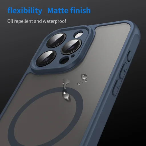 Techsuit - HaloFrost II MagSafe - iPhone 15 Pro Max - Sötétkék tok - 6