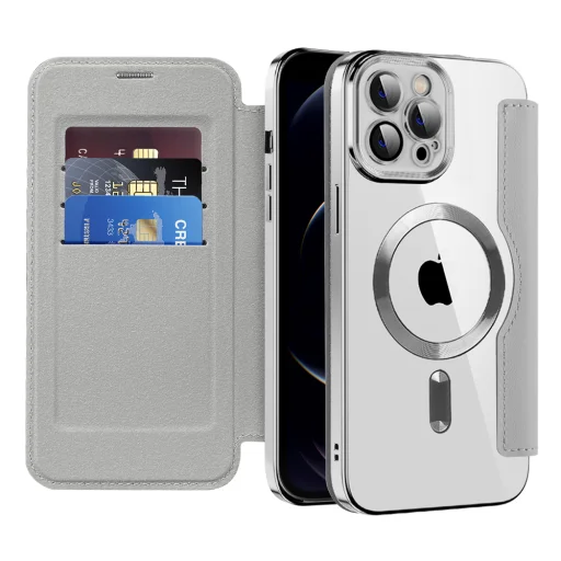 Techsuit - SmartMag Könyv Tok - iPhone 12 Pro Max - Szürke tok - 1