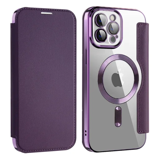 Techsuit - SmartMag Könyvtok - iPhone 12 Pro Max - Lila tok - 2