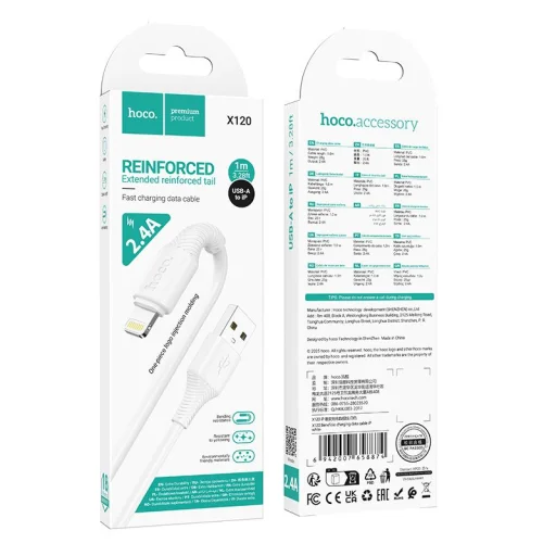 USB C - Lightning kábel Hoco PD 27W 1 m X120 fehér - 5